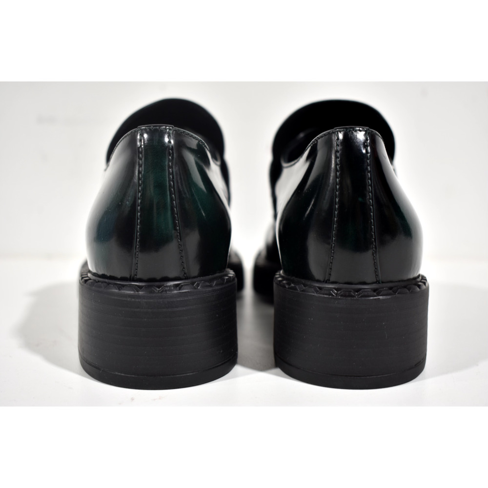 Prada Spazzolato Fume Logo Bosco Green Platform Loafer Creeper Slip On Flat 40.5 - Picture 11 of 12